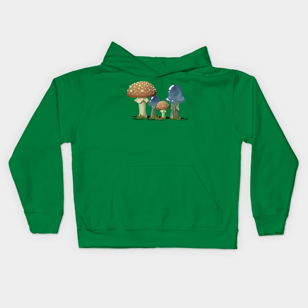 The Two Couple Mushrooms Kids Hoodie by LineXpressions